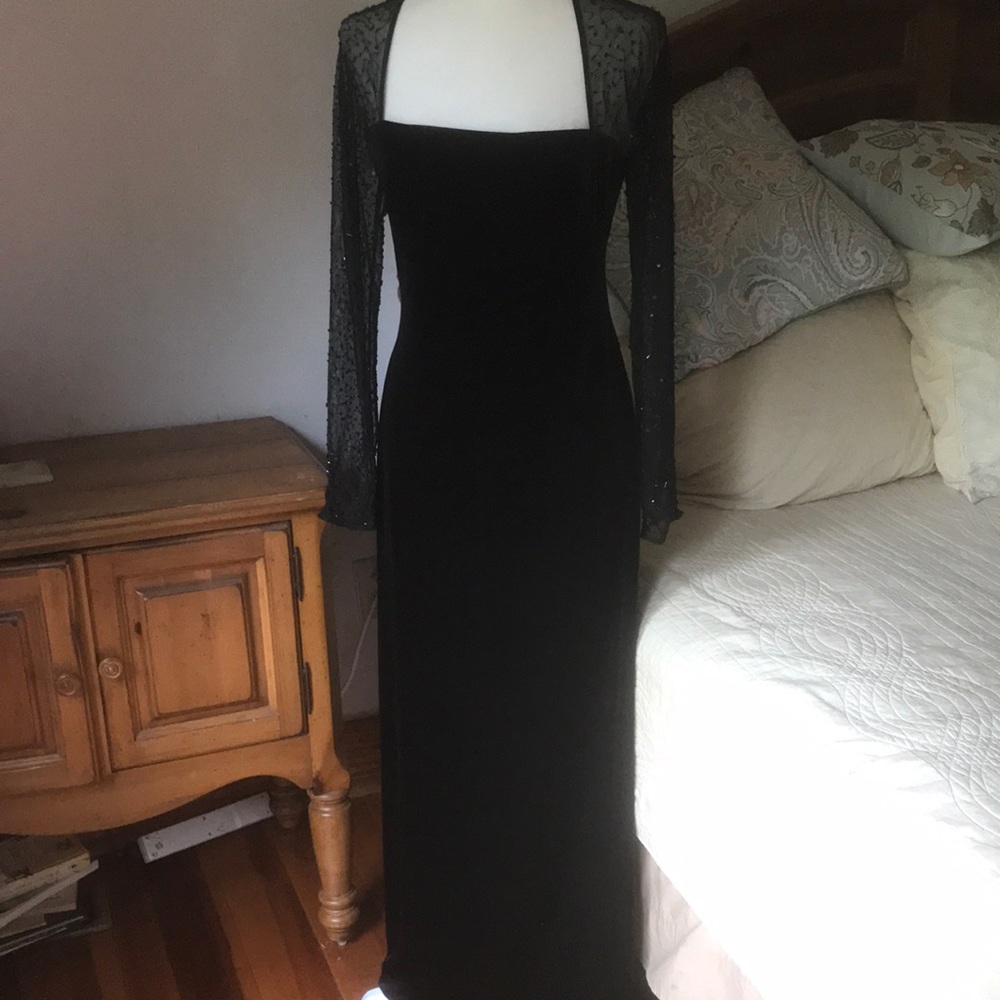 JS Boutique Velvety Evening Gown Sheer Back 10